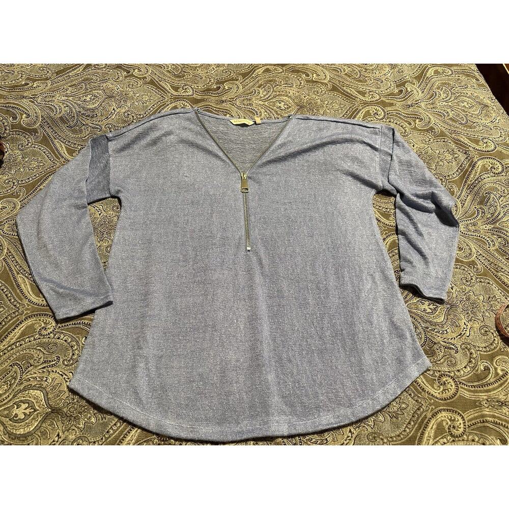 Soft Surroundings Valentina Zip Sweater Size XL Style 29077 Blue Half Zip